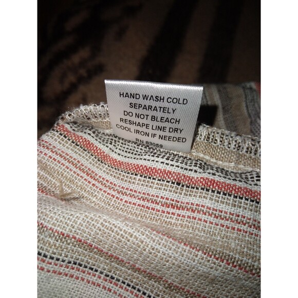 Anthropologie DREW Striped Linen Blend Jumpsuit Beige Black Size Medium - Picture 9 of 9